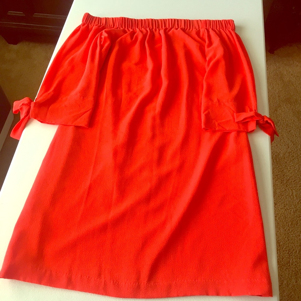 Vince Camuto off the shoulder orange dress